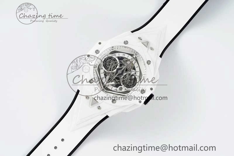 Big Bang Sang Bleu II White Ceramic RSF Best Edition on White Rubber Strap A1240