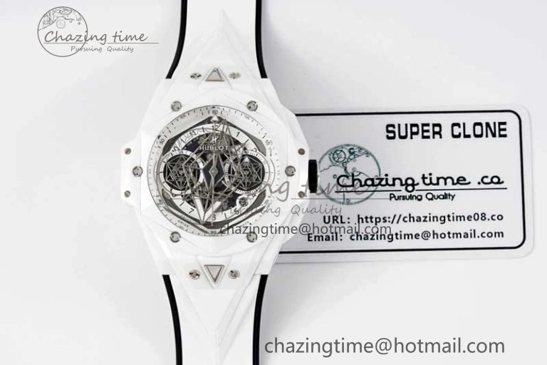 Big Bang Sang Bleu II White Ceramic RSF Best Edition on White Rubber Strap A1240