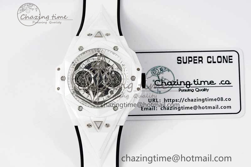 Big Bang Sang Bleu II White Ceramic RSF Best Edition on White Rubber Strap A1240