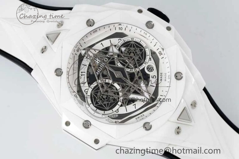 Big Bang Sang Bleu II White Ceramic RSF Best Edition on White Rubber Strap A1240