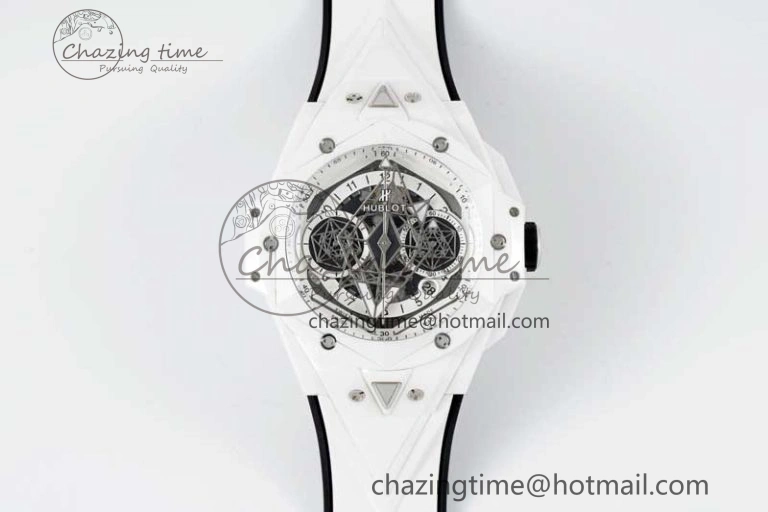 Big Bang Sang Bleu II White Ceramic RSF Best Edition on White Rubber Strap A1240