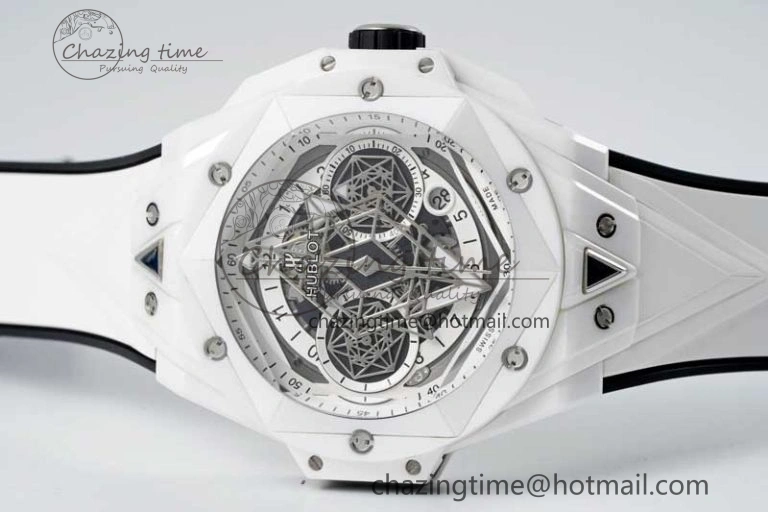 Big Bang Sang Bleu II White Ceramic RSF Best Edition on White Rubber Strap A1240