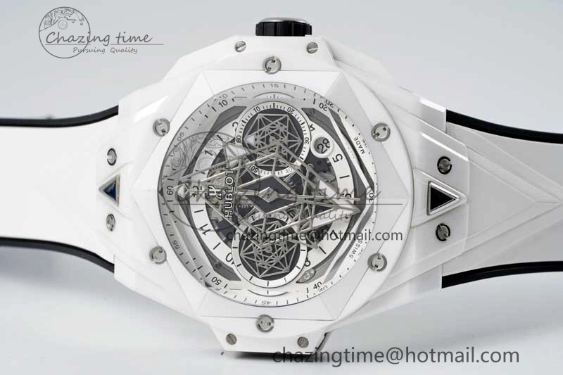 Big Bang Sang Bleu II White Ceramic RSF Best Edition on White Rubber Strap A1240