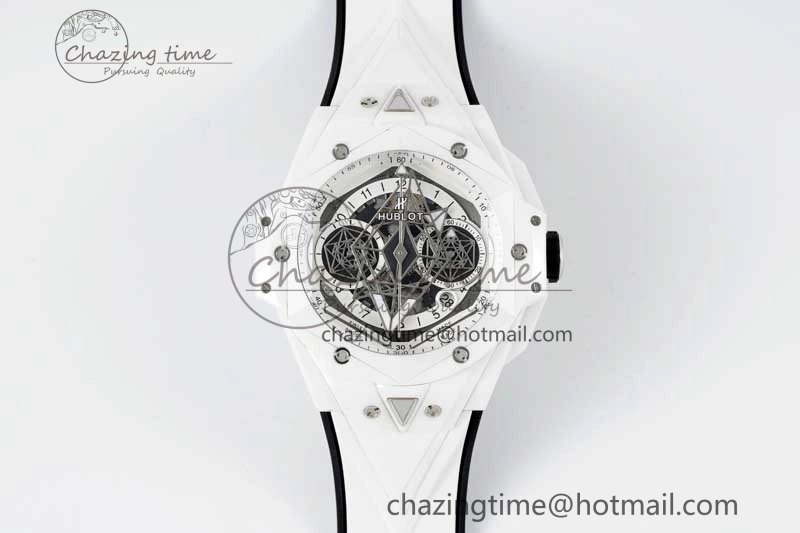 Big Bang Sang Bleu II White Ceramic RSF Best Edition on White Rubber Strap A1240