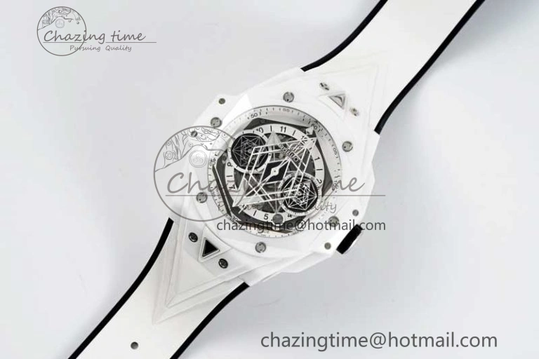 Big Bang Sang Bleu II White Ceramic ZF Best Edition on White Rubber Strap A1240