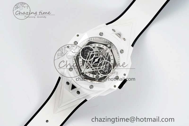 Big Bang Sang Bleu II White Ceramic ZF Best Edition on White Rubber Strap A1240