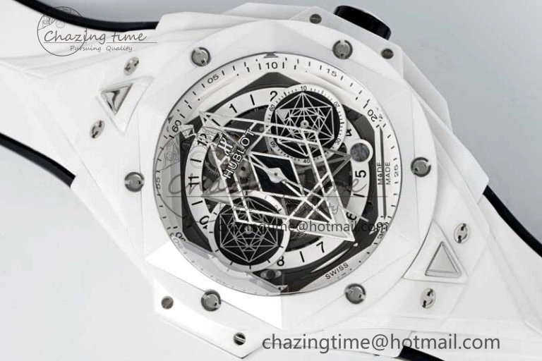 Big Bang Sang Bleu II White Ceramic ZF Best Edition on White Rubber Strap A1240