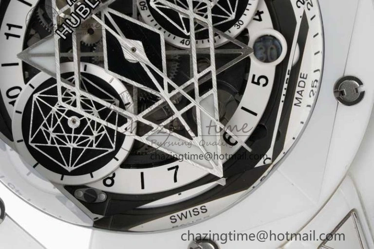 Big Bang Sang Bleu II White Ceramic ZF Best Edition on White Rubber Strap A1240
