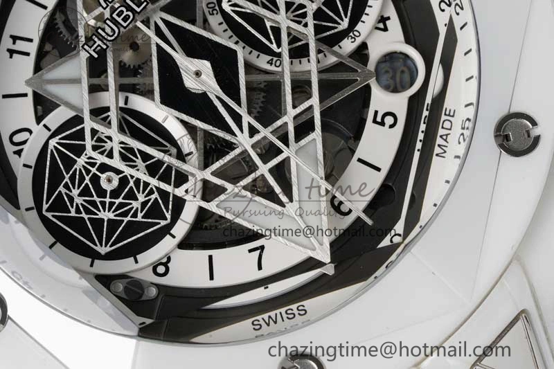 Big Bang Sang Bleu II White Ceramic ZF Best Edition on White Rubber Strap A1240