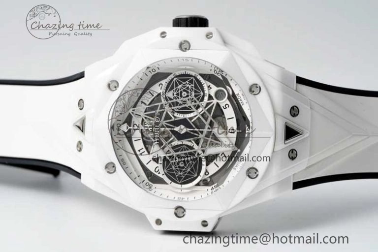 Big Bang Sang Bleu II White Ceramic ZF Best Edition on White Rubber Strap A1240