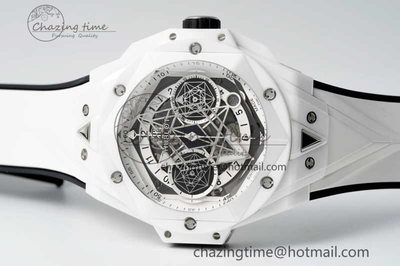 Big Bang Sang Bleu II White Ceramic ZF Best Edition on White Rubber Strap A1240