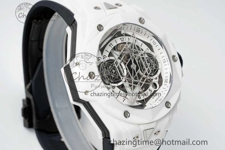 Big Bang Sang Bleu II White Ceramic ZF Best Edition on White Rubber Strap A1240