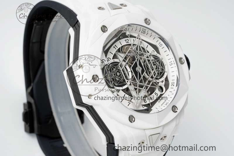 Big Bang Sang Bleu II White Ceramic ZF Best Edition on White Rubber Strap A1240