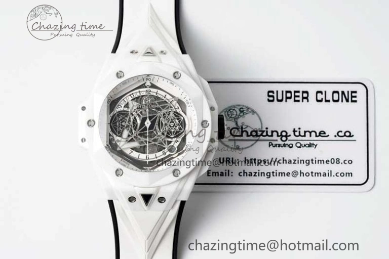 Big Bang Sang Bleu II White Ceramic ZF Best Edition on White Rubber Strap A1240