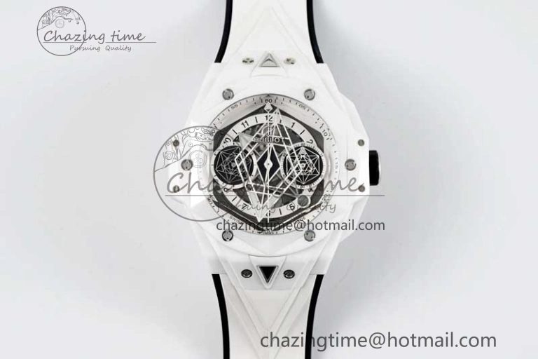 Big Bang Sang Bleu II White Ceramic ZF Best Edition on White Rubber Strap A1240