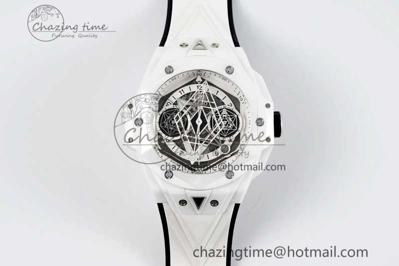 Big Bang Sang Bleu II White Ceramic ZF Best Edition on White Rubber Strap A1240