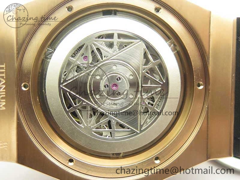 Big Bang Sang Bleu RG TMF 1:1 Best Edition Skeletonal Dial On Gummy Strap Asian HB1213