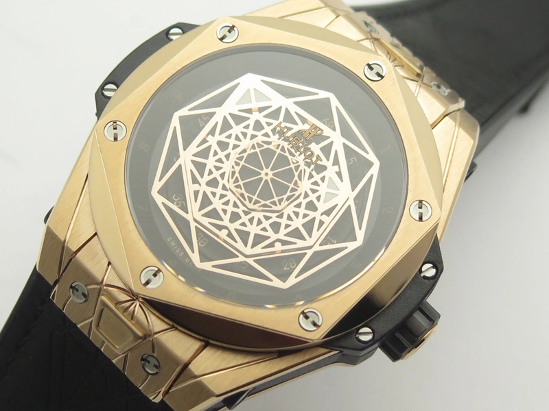 Big Bang Sang Bleu RG TMF 1:1 Best Edition Skeletonal Dial On Gummy Strap Asian HB1213