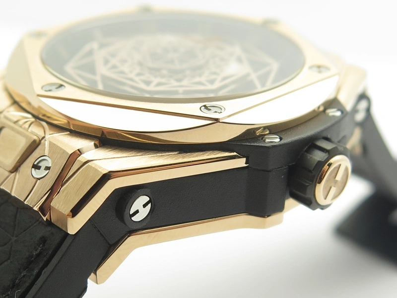 Big Bang Sang Bleu RG TMF 1:1 Best Edition Skeletonal Dial On Gummy Strap Asian HB1213