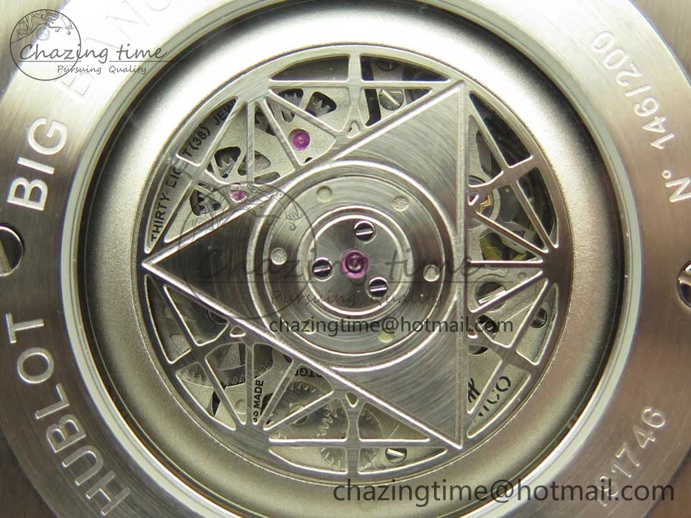 Big Bang Sang Bleu SS TMF 1:1 Best Edition Blue Skeletonal Dial On Blue Gummy Strap Asian HB1213