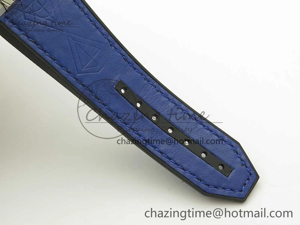 Big Bang Sang Bleu SS TMF 1:1 Best Edition Blue Skeletonal Dial On Blue Gummy Strap Asian HB1213