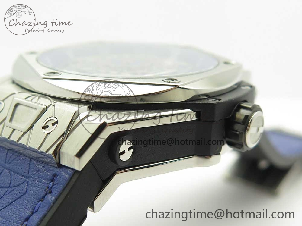 Big Bang Sang Bleu SS TMF 1:1 Best Edition Blue Skeletonal Dial On Blue Gummy Strap Asian HB1213