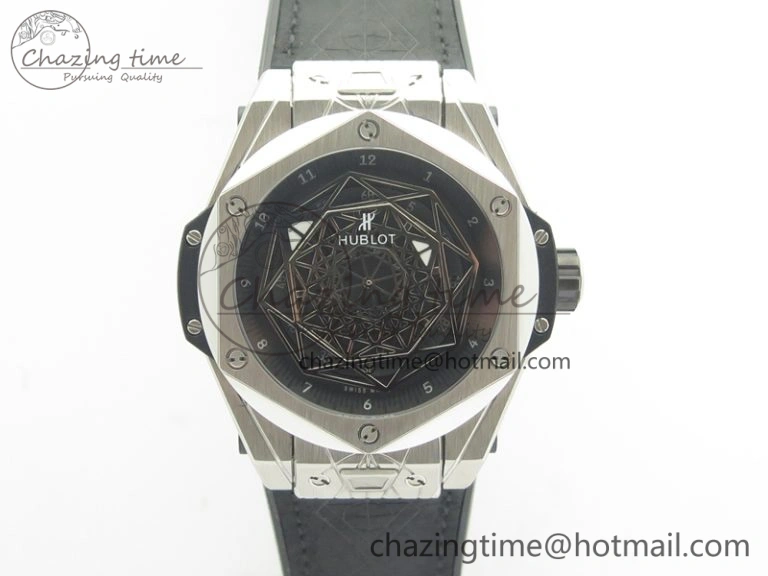 Big Bang Sang Bleu SS TMF 1:1 Best Edition Skeletonal Dial On Gummy Strap Asian HB1213