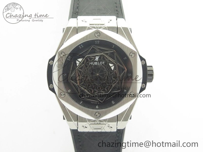 Big Bang Sang Bleu SS TMF 1:1 Best Edition Skeletonal Dial On Gummy Strap Asian HB1213