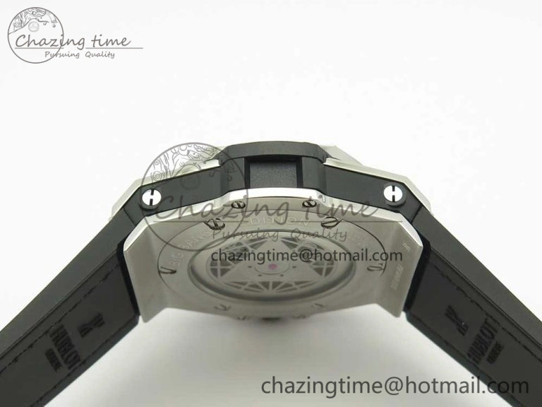 Big Bang Sang Bleu SS TMF 1:1 Best Edition White Skeletonal Dial On White Gummy Strap Asian HB1213