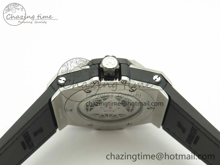 Big Bang Sang Bleu SS TMF 1:1 Best Edition White Skeletonal Dial On White Gummy Strap Asian HB1213