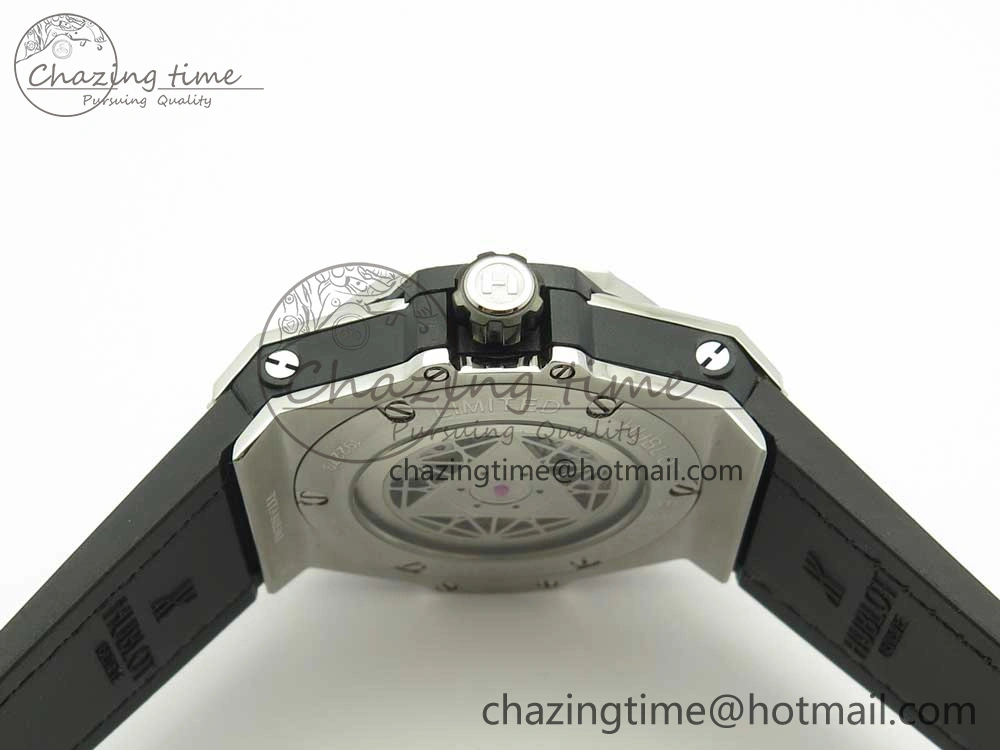 Big Bang Sang Bleu SS TMF 1:1 Best Edition White Skeletonal Dial On White Gummy Strap Asian HB1213