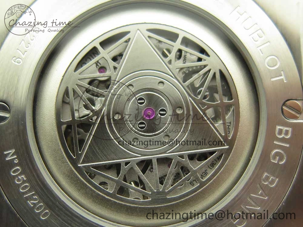 Big Bang Sang Bleu SS TMF 1:1 Best Edition White Skeletonal Dial On White Gummy Strap Asian HB1213
