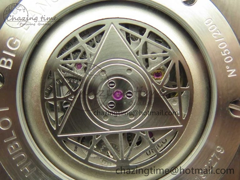 Big Bang Sang Bleu SS TMF 1:1 Best Edition White Skeletonal Dial On White Gummy Strap Asian HB1213