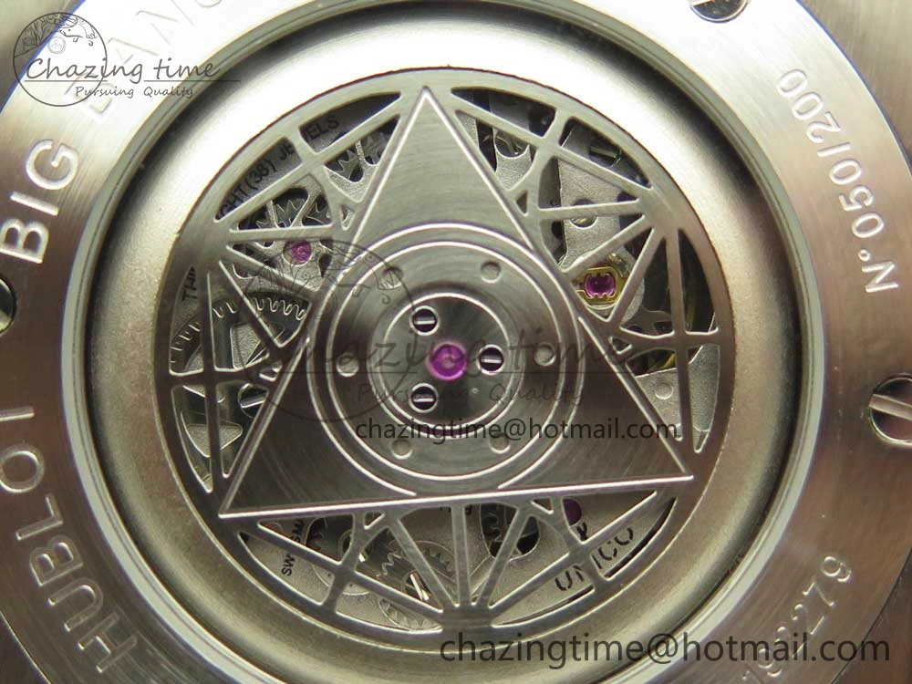 Big Bang Sang Bleu SS TMF 1:1 Best Edition White Skeletonal Dial On White Gummy Strap Asian HB1213