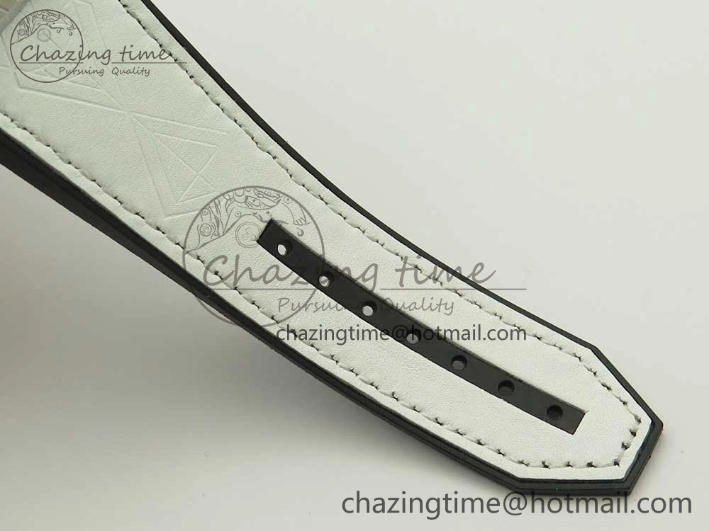 Big Bang Sang Bleu SS TMF 1:1 Best Edition White Skeletonal Dial On White Gummy Strap Asian HB1213