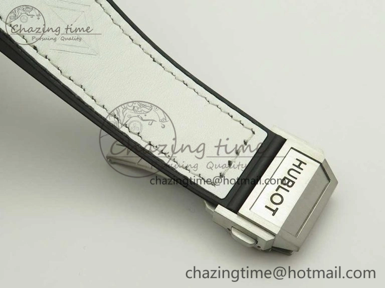 Big Bang Sang Bleu SS TMF 1:1 Best Edition White Skeletonal Dial On White Gummy Strap Asian HB1213