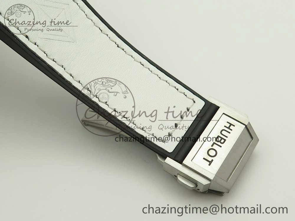 Big Bang Sang Bleu SS TMF 1:1 Best Edition White Skeletonal Dial On White Gummy Strap Asian HB1213