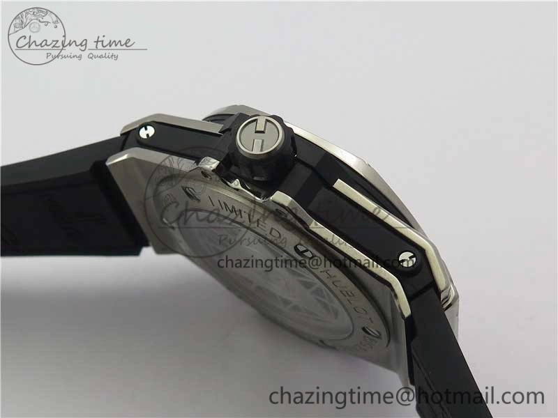 Big Bang Sang Bleu Ti WWF 1:1 Best Edition Black Skeletonal Dial On Black Gummy Strap Asian HB1213