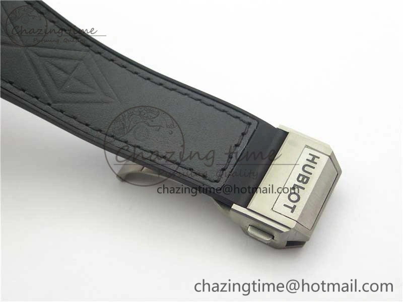 Big Bang Sang Bleu Ti WWF 1:1 Best Edition Black Skeletonal Dial On Black Gummy Strap Asian HB1213