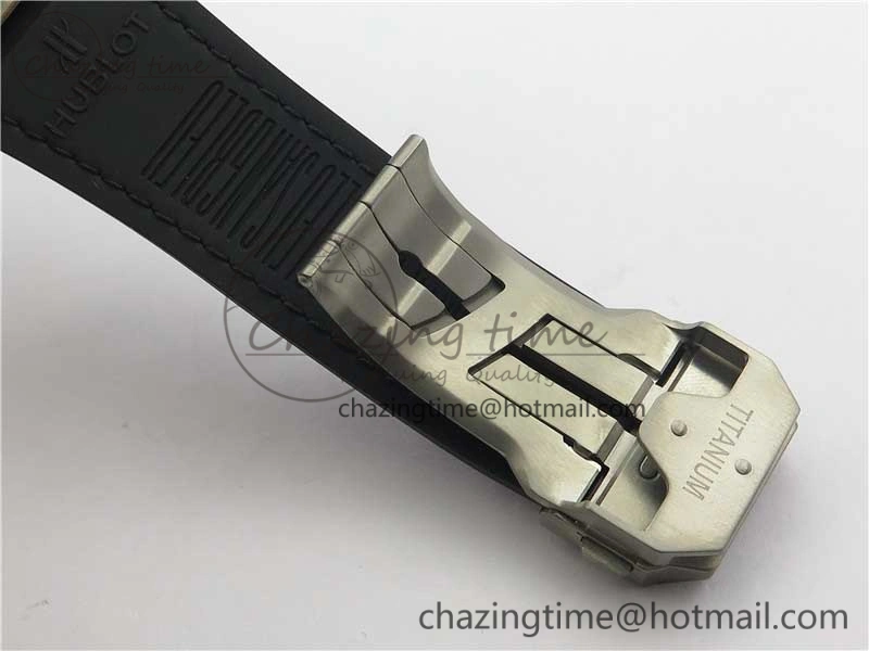 Big Bang Sang Bleu Ti WWF 1:1 Best Edition Black Skeletonal Dial On Black Gummy Strap Asian HB1213