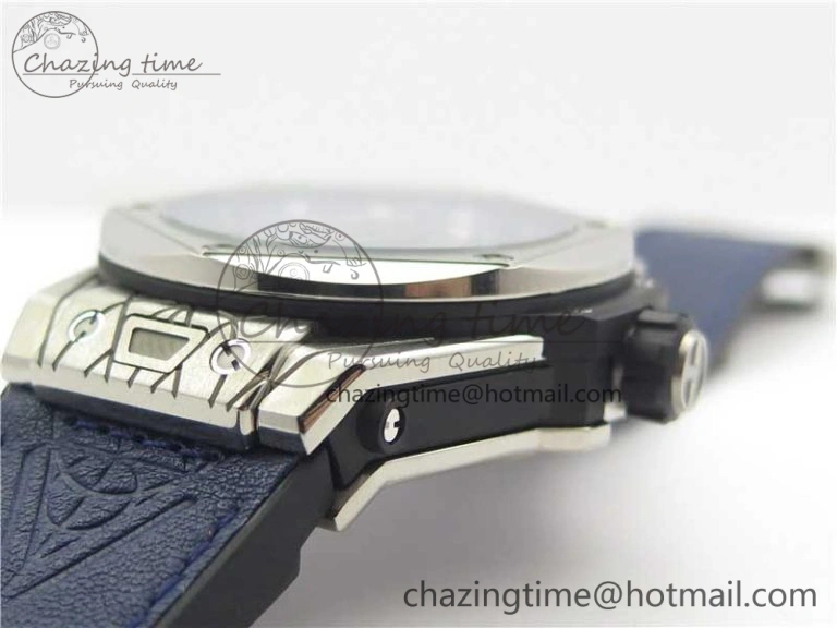 Big Bang Sang Bleu Ti WWF 1:1 Best Edition Blue Skeletonal Dial On Blue Gummy Strap Asian HB1213