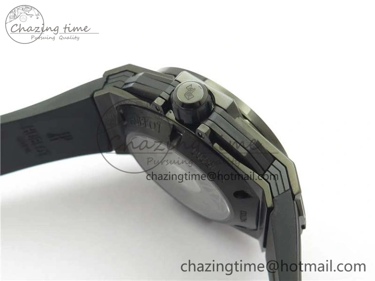 Big Bang Sang Bleu chrono DLC B50 Black Skeletonal Dial On Rubber Strap Asian 7750