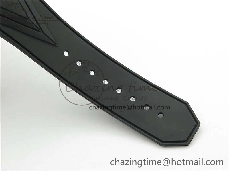 Big Bang Sang Bleu chrono DLC B50 Black Skeletonal Dial On Rubber Strap Asian 7750