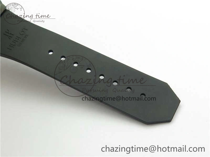 Big Bang Sang Bleu chrono DLC B50 Black Skeletonal Dial On Rubber Strap Asian 7750