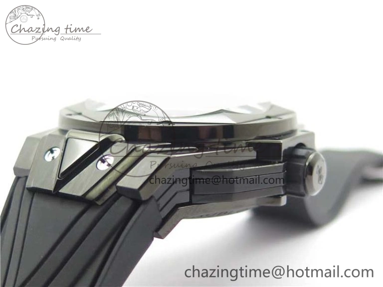Big Bang Sang Bleu chrono DLC B50 Black Skeletonal Dial On Rubber Strap Asian 7750