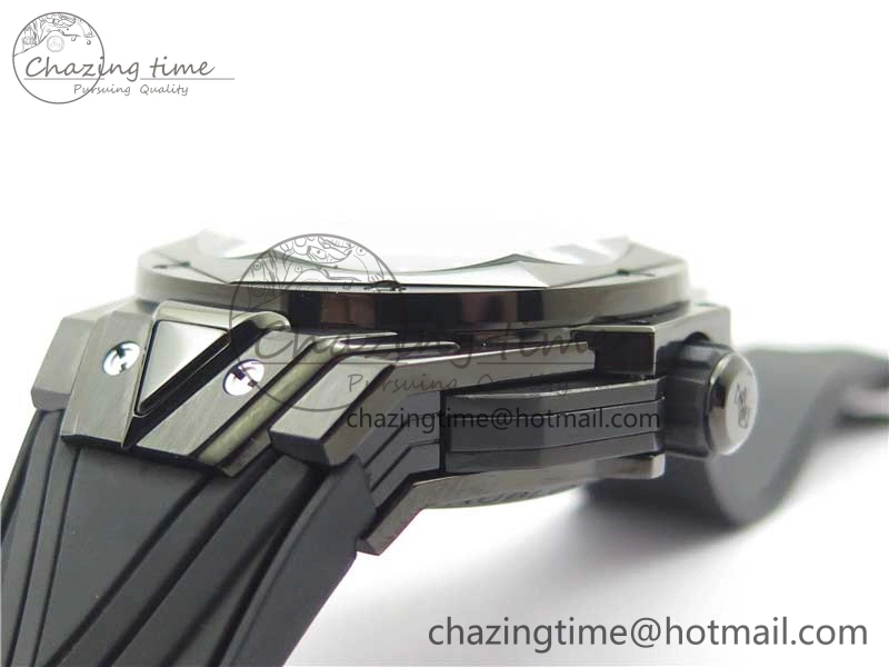 Big Bang Sang Bleu chrono DLC B50 Black Skeletonal Dial On Rubber Strap Asian 7750