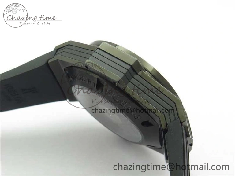 Big Bang Sang Bleu chrono DLC B50 Black Skeletonal Dial On Rubber Strap Asian 7750