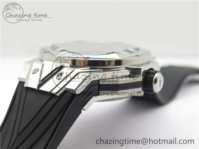 Big Bang Sang Bleu chrono SS B50 Black Skeletonal Dial On Rubber Strap Asian 7750