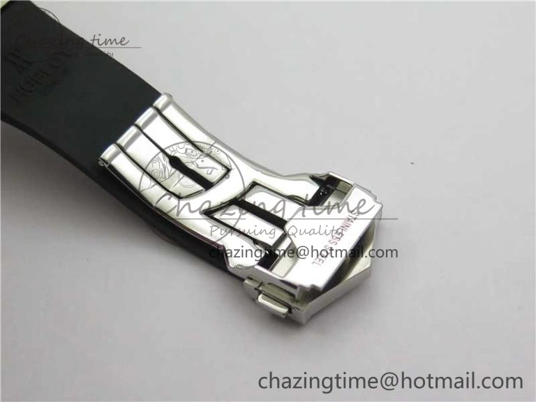 Big Bang Sang Bleu chrono SS B50 Black Skeletonal Dial On Rubber Strap Asian 7750