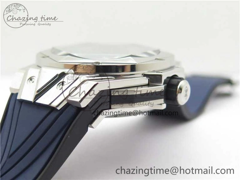 Big Bang Sang Bleu chrono SS B50 Blue Skeletonal Dial On Rubber Strap Asian 7750